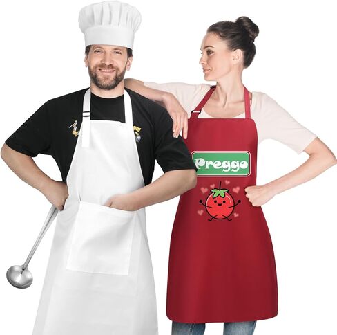 4 قطع من أزياء Preggo and Chef للأزواج، زي الهالوين الحامل، برطمان صلصة Preggo، مريلة الطبخ، مريلة الشيف مع قبعة وملعقة شوربة للأزواج in Kuwait