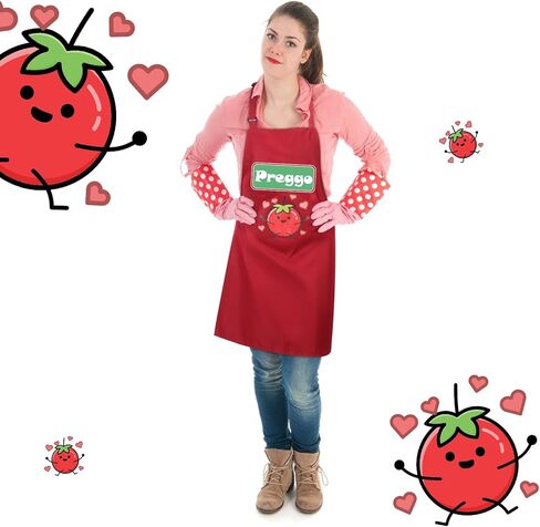 4 قطع من أزياء Preggo and Chef للأزواج، زي الهالوين الحامل، برطمان صلصة Preggo، مريلة الطبخ، مريلة الشيف مع قبعة وملعقة شوربة للأزواج in Kuwait