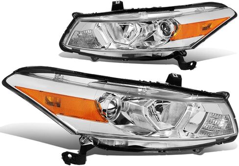 مجموعة المصابيح الأمامية من نوع Auto Dynasty متوافقة مع 2008-2012 Honda Accord 2-Door Coupe، استبدال المصابيح الأمامية الهالوجين الجانبية للسائق والراكب مع جهاز عرض منخفض الشعاع، زاوية كهرمانية لغطاء الكروم in Saudi Arabia