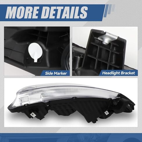مجموعة المصابيح الأمامية من نوع Auto Dynasty متوافقة مع 2008-2012 Honda Accord 2-Door Coupe، استبدال المصابيح الأمامية الهالوجين الجانبية للسائق والراكب مع جهاز عرض منخفض الشعاع، زاوية كهرمانية لغطاء الكروم in Saudi Arabia