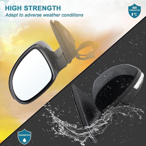 Left Driver Side Mirror Compatible With 2009 2010 2011 2012 2013 2014 2015 2016 2017 VW Tiguan With Manual Folding Power Glass Heated Turn Signal Black Replace#5N1857507P9B9(6Pins) in Saudi Arabia