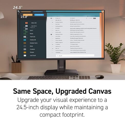 MSI PRO MP251W E2 24.5-inch IPS 1920 x 1080 (FHD) Gaming Office Monitor, 120Hz, Adaptive-Synch, HDR Ready, HDMI, VGA Port, Display Port,VESA Mountable, Tilt, Speaker, 4-Side Slim Bezel,1ms, White in Kuwait