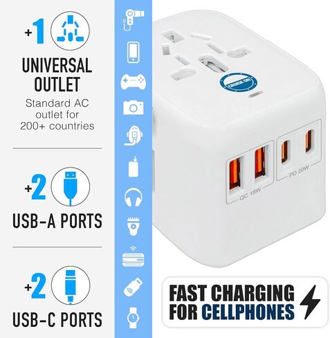 Cruise Approved Power Strip - Non Surge Protector for Cruise Ship with 2 USB Outlets - Cruise Ship Essentials 2026 for Carnival, Princess, Norwegian, Holland America, MSC & Major Cruise Lines (White) in Kuwait