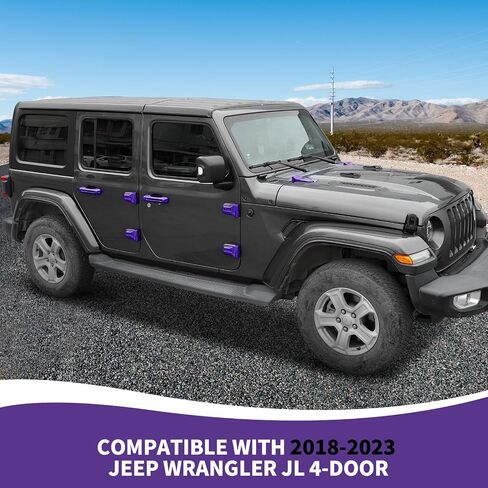 JL 17PCS Exterior Trim Kit, Door Handle Covers & Engine Hood Hinge Trim & Spare Tire Bracket Trim Compatible with Jeep Wrangler JL 4-Door 2018-2023, Purple in Saudi Arabia