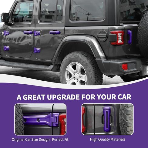 JL 17PCS Exterior Trim Kit, Door Handle Covers & Engine Hood Hinge Trim & Spare Tire Bracket Trim Compatible with Jeep Wrangler JL 4-Door 2018-2023, Purple in Saudi Arabia