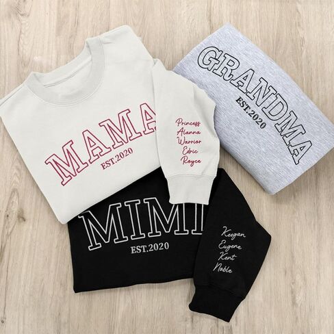 Personalized Mama Embroidered Sweatshirt, Mother Day Sweatshirt, for Mom Grandma in Saudi Arabia