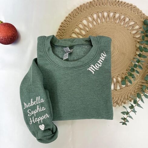 Personalized Mama Embroidered Sweatshirt, Mother Day Sweatshirt, for Mom Grandma in Saudi Arabia