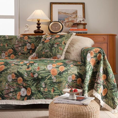 أغطية أريكة vctops Dandelion Fall Jacquard لأريكة مقسمة هامشية لحصاد الخريف غطاء أريكة للكلاب أغطية Loveseat غطاء فوتون غطاء على شكل حرف L واقي أريكة قابل للغسل (أخضر، 71 بوصة × 150 بوصة) in Kuwait
