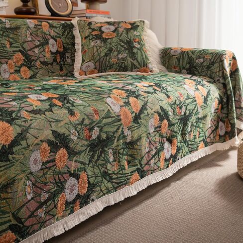 أغطية أريكة vctops Dandelion Fall Jacquard لأريكة مقسمة هامشية لحصاد الخريف غطاء أريكة للكلاب أغطية Loveseat غطاء فوتون غطاء على شكل حرف L واقي أريكة قابل للغسل (أخضر، 71 بوصة × 150 بوصة) in Kuwait