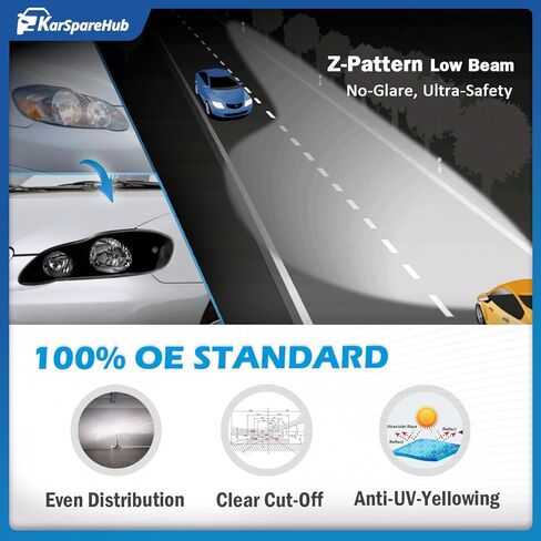 Headlights Assembly for 2003-2008 Toyota Corolla Headlamp Replacement Clear Lens Chrome Housing Amber Reflector Driver & Passenger Side in Kuwait