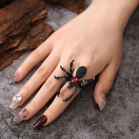 Gothic Spider Ring for Women Men Chunky Halloween Spider Ring Retro Vintage Adjustable Finger Ring Punk Party Jewelry in Saudi Arabia