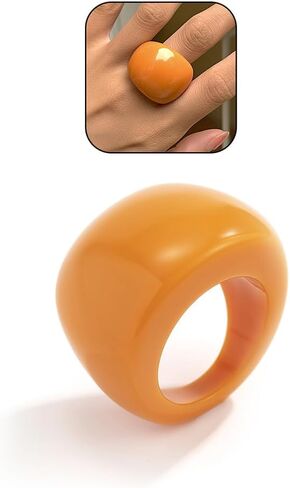 Colorful Acrylic Rings for Women Vintage Resin Finger Knuckle Ring Fashion Plastic Clear Transparent Dome Rings Y2k Yellow Neno Statement Jewelry in Kuwait