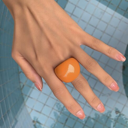 Colorful Acrylic Rings for Women Vintage Resin Finger Knuckle Ring Fashion Plastic Clear Transparent Dome Rings Y2k Yellow Neno Statement Jewelry in Kuwait