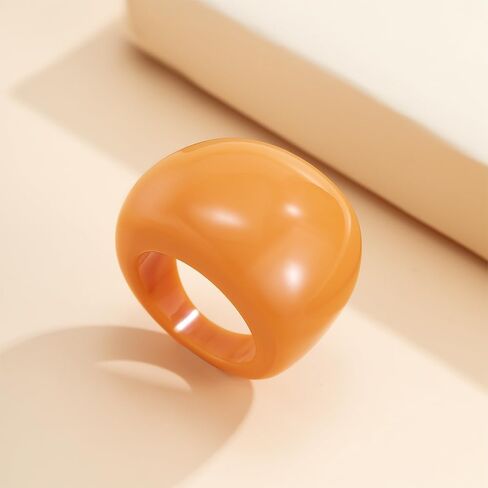 Colorful Acrylic Rings for Women Vintage Resin Finger Knuckle Ring Fashion Plastic Clear Transparent Dome Rings Y2k Yellow Neno Statement Jewelry in Kuwait