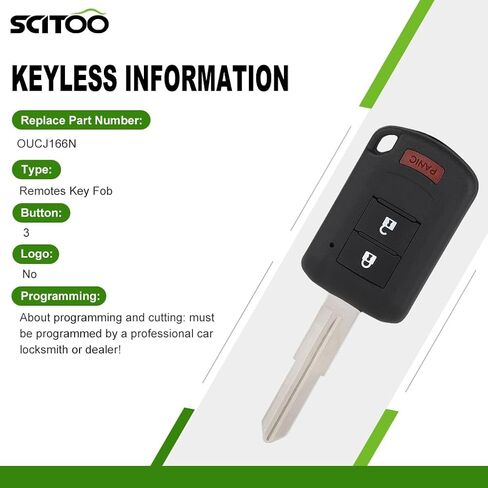 SCITOO مفتاح فوب دخول بدون مفتاح 2016 2017 2018 2019 لميتسوبيشي لأوتلاندر 2.4L, 2016 2017 2018 2019 لميتسوبيشي لأوتلاندر 3.0L OUCJ166N (1 قطعة) 3 أزرار 315 ميجا هرتز in Saudi Arabia