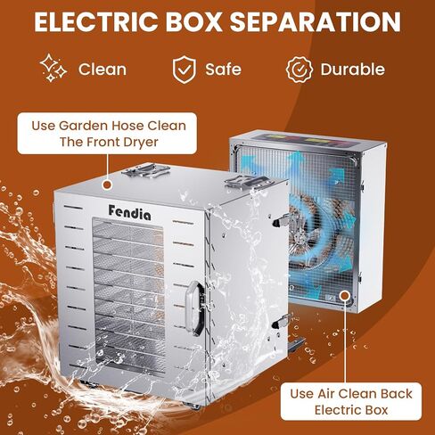 Food Dehydrator for Jerky, 12 Stainless Steel Trays, 1200W Fruit Dehydrator, 24H Timer and 190°F Temperature Control, Overheat Protection, Food Dryer for Jerky, Herbs, Fruit, Dog Treats in Saudi Arabia
