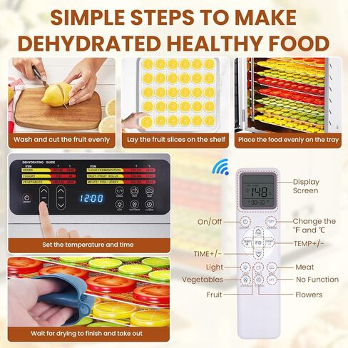 Food Dehydrator for Jerky, 12 Stainless Steel Trays, 1200W Fruit Dehydrator, 24H Timer and 190°F Temperature Control, Overheat Protection, Food Dryer for Jerky, Herbs, Fruit, Dog Treats in Saudi Arabia