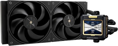 FW 240 Black Argb CPU AIO Cooler ، PC 240 SPECITION SYSTEM SYSTEM FORKING ، شاشة IPS LCD بدقة 320 * 240 ، لـ AM5 in Kuwait