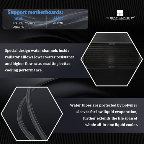 FW 240 Black Argb CPU AIO Cooler ، PC 240 SPECITION SYSTEM SYSTEM FORKING ، شاشة IPS LCD بدقة 320 * 240 ، لـ AM5 in Kuwait