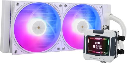 FW 240 Black Argb CPU AIO Cooler ، PC 240 SPECITION SYSTEM SYSTEM FORKING ، شاشة IPS LCD بدقة 320 * 240 ، لـ AM5 in Kuwait
