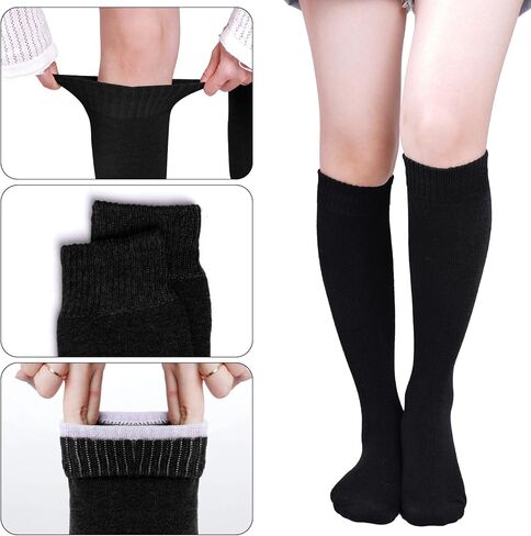Warm Knee High Socks for Women Christmas Gift Thermal Cotton Socks For Girl Stylish Design Fun (4 Pairs) in Kuwait