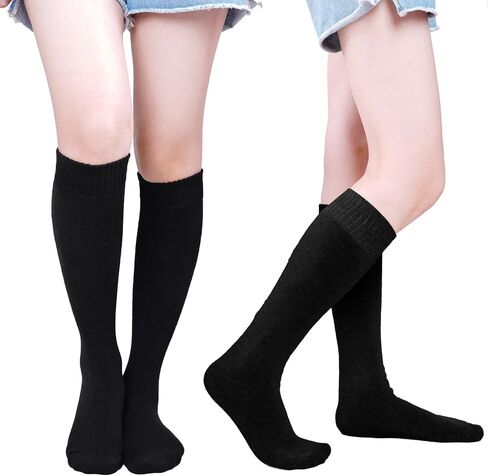 Warm Knee High Socks for Women Christmas Gift Thermal Cotton Socks For Girl Stylish Design Fun (4 Pairs) in Kuwait