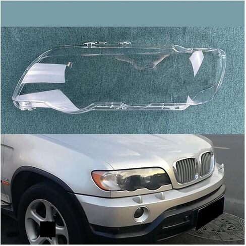 2 قطعة متوافق لسيارات BMW X5 E53 2000-2003 سيارة عدسة المصباح الأمامي غطاء استبدال رئيس ضوء مصباح عاكس الضوء الزجاج قذيفة (يسار + يمين) in Saudi Arabia