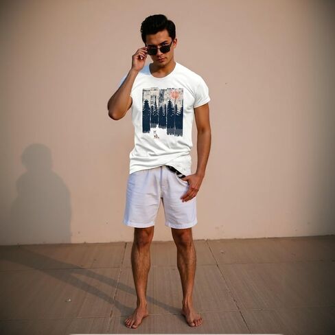 Men's Vintage Graphic Print Short Sleeve T Shirt Casual Summer Tee Comfortable Cotton Round Neck Tops for Everyday Wear in Saudi Arabia