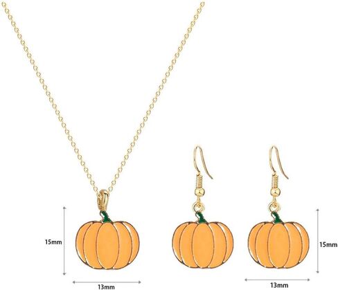 Pumpkin Necklace Earrings Set Thanksgiving Pumpkin Pendant Necklace Fall Autumn Dangle Earrings for Women Thanksgiving day gifts in Kuwait