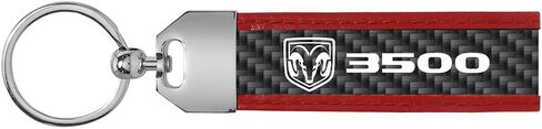 iPick Image for RAM 3500 Logo Real Carbon Fiber Strap with Red Leather Stitching Edge Key Chain in Saudi Arabia