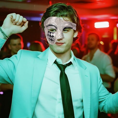 OIDEA Masquerade Mask for Men: Phantom Of The Opera Mask One Eyed Half Face Mask Party Mardi Gras Carnival Venetian Mask in Kuwait