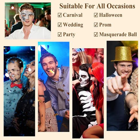 OIDEA Masquerade Mask for Men: Phantom Of The Opera Mask One Eyed Half Face Mask Party Mardi Gras Carnival Venetian Mask in Kuwait