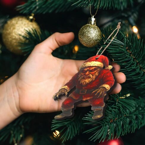 24 Pcs Krampus Wood Christmas Ornaments Krampus Horror Hanging Ornament with Rope Krampus Folklore Christmas Tree Ornaments for Christmas Halloween Holiday Xmas Tree Party Decoration in Saudi Arabia