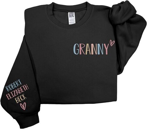 Custom Embroidered Women Sweatshirt Hoodies, Personalized Nickname Mom Grandma Shirt, Christmas Birthday Gifts in Kuwait