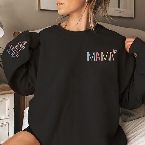 Custom Embroidered Women Sweatshirt Hoodies, Personalized Nickname Mom Grandma Shirt, Christmas Birthday Gifts in Kuwait