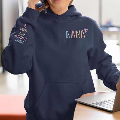Custom Embroidered Women Sweatshirt Hoodies, Personalized Nickname Mom Grandma Shirt, Christmas Birthday Gifts in Kuwait