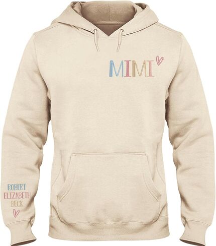 Custom Embroidered Women Sweatshirt Hoodies, Personalized Nickname Mom Grandma Shirt, Christmas Birthday Gifts in Kuwait