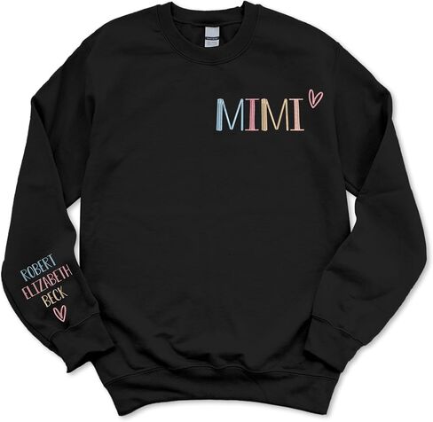 Custom Embroidered Women Sweatshirt Hoodies, Personalized Nickname Mom Grandma Shirt, Christmas Birthday Gifts in Kuwait