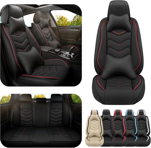 Car Seat Covers for Toyota RAV4 2000-2025, Premium Nappa Leather Car Seat Cover, Stylish Sport Seat Covers， Automobile Seat Cover Sets.(Luxury 5 Seats/Black) in Saudi Arabia