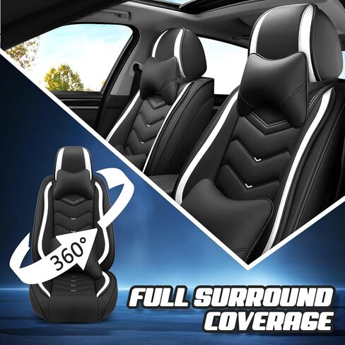 Car Seat Covers for Toyota RAV4 2000-2025, Premium Nappa Leather Car Seat Cover, Stylish Sport Seat Covers， Automobile Seat Cover Sets.(Luxury 5 Seats/Black) in Saudi Arabia