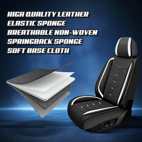 Car Seat Covers for Toyota RAV4 2000-2025, Premium Nappa Leather Car Seat Cover, Stylish Sport Seat Covers， Automobile Seat Cover Sets.(Luxury 5 Seats/Black) in Saudi Arabia