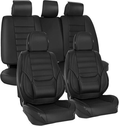 Full Sets of Car Waterproof Leather Seat Covers,Beige Car Seat Cover,Car Seat Covers Front Seats and Back,Compatible with Most Cars, SUVs, Trucks and Pickups in Kuwait