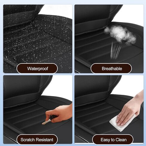 Full Sets of Car Waterproof Leather Seat Covers,Beige Car Seat Cover,Car Seat Covers Front Seats and Back,Compatible with Most Cars, SUVs, Trucks and Pickups in Kuwait