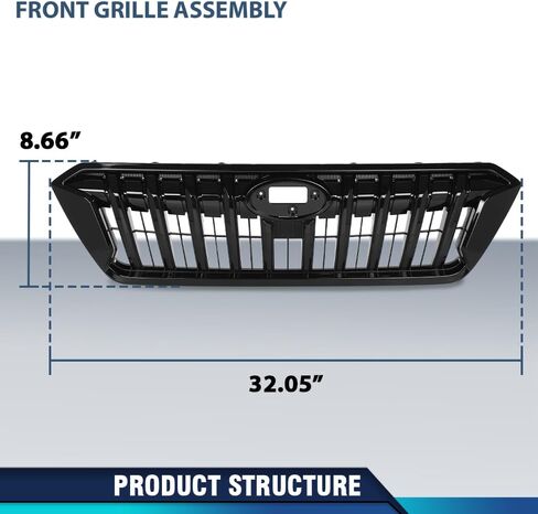 PIT66 Front Bumper Grille Black Chrome Trim Compatible with Subaru Crosstrek 2018-2020 91122FL100, 91123FL170, 91123FL130, 91123FL140, 91123FL100 in Saudi Arabia