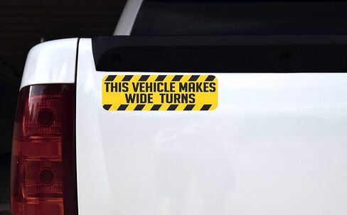 StickerTalk Vehicle Makes Wide Turns Vinyl Sticker, 10 inches by 3 inches in Kuwait