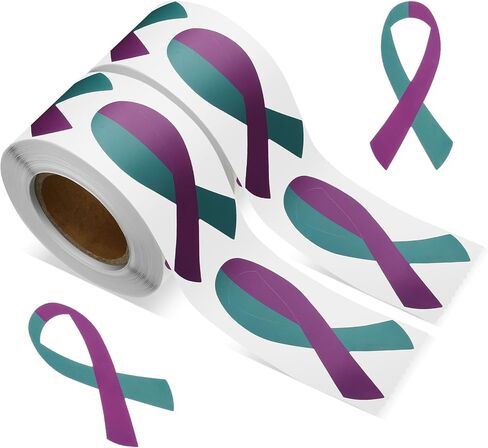 Geyoga 500 Pieces Suicide Prevention Awareness Stickers Teal and Purple Ribbon Stickers Decals for Suicide Prevention and Sexual Assault Awareness, Events, Fundraising in Saudi Arabia