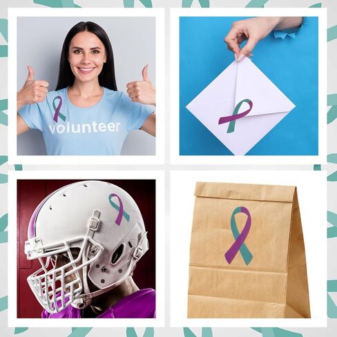 Geyoga 500 Pieces Suicide Prevention Awareness Stickers Teal and Purple Ribbon Stickers Decals for Suicide Prevention and Sexual Assault Awareness, Events, Fundraising in Saudi Arabia