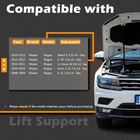2 قطعة 20.39 بوصة دعامات رفع صندوق السيارة متوافقة مع Nissan Rogue 08-13 / Rogue Select 14-15 / X-Trail 14-17 أسطوانة غاز الصدمات الخلفية الخلفية فتحة الباب الخلفي استبدال E0C504BA1JNW in Saudi Arabia