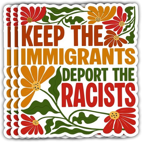 VOTANTA (3 Pcs, 3 inch) - Keep The Immigrants Deport The Racists Sticker, No Human is Illegal Stickers, Anti Felon Decal, US Political Immigrant Rights Gifts Decoration for Laptop, Phone, Water Bottle in Kuwait