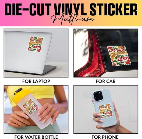 VOTANTA (3 Pcs, 3 inch) - Keep The Immigrants Deport The Racists Sticker, No Human is Illegal Stickers, Anti Felon Decal, US Political Immigrant Rights Gifts Decoration for Laptop, Phone, Water Bottle in Kuwait